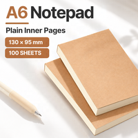 Bloc-notes A6 relié par colle, pages vierges, 130x95mm, 100 feuilles, couverture en kraft, papier vierge, sans impression, journal personnalisé DIY