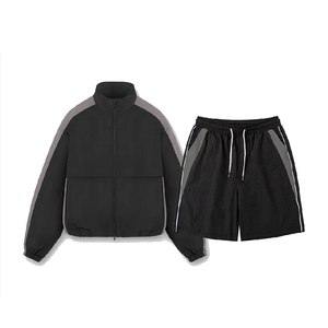 Men's Reflective Softshell Windbreaker Shorts Set 2-piece Nylon Tracksuit Summer Shirt Shorts <b>Wind</b> <b>Breaker</b> For Outdoor - Product Image 4