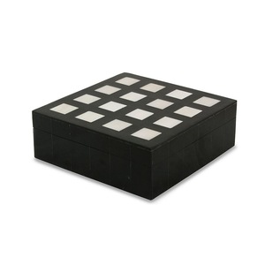 Indian Handcrafted Rectangle <b>Black</b> White Wooden Jewelry Box Lid American Style Lightweight Trending Decorative Box - Product Image 3