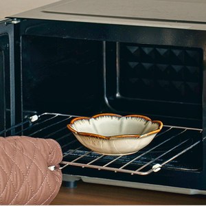 Bol en céramique UO de luxe en forme de pétale, taille personnalisée, ouverture large, compatible micro-ondes, style vintage, luxe léger, rétro, pour légumes, fruits et salades - Product Image 4
