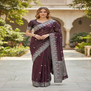 2026 Hot Selling Latest Fashion Indian Luxurious Black Saree Floral Pattern Intricate Embroidery Lace <b>Border</b> Anti-static - Product Image 1