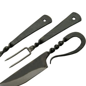 Ensemble de couteaux de cuisine Burraq DIY OEM personnalisés faits à la main, style antique médiéval, en acier à haute teneur en carbone, cuillère, fourchette, couteau - Forgés à la main, cadeau pour chef - Product Image 5