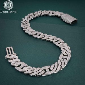 Collier pour homme en moissanite Charm Jewells, coupe brillante, forme de boule, chaîne à maillons géométriques, plaqué or 14 carats, argent 925, certifié IGI - Product Image 1