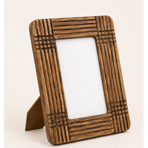 Handcrafted Fluted Wooden Photo <b>Frame</b> Rustic Ribbed Design <b>Picture</b> <b>Frame</b> Tabletop Display <b>Vintage</b> Style Solid Wood Photo <b>Frames</b> - Product Image 5