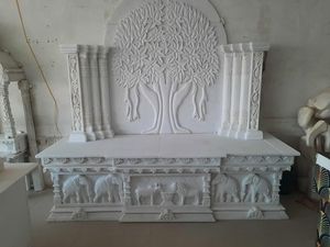 Indian Marble Pooja <b>Mandir</b> Design Marble Inlay <b>Mandir</b> with Dome Modern Marble Temple for Living Room - Product Image 4