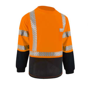 เสื้อยืดก่อสร้างแบบแห้งเร็ว สีเหลือง แขนยาว สำหรับผู้ชาย สะท้อนแสง โพลีเอสเตอร์ เสื้อนิรภัย มีกระเป๋า - Product Image 2