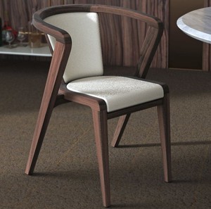 Chaise de salle à manger moderne en bois avec assise en similicuir rembourré, style design mid-century pour l'ameublement de la maison - Product Image 2