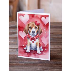 Whimsical A7 Size 5x7 Beagle My Valentine Blank <b>Note</b> <b>Cards</b> Pack of 8 with Envelopes for <b>Greetings</b> - Product Image 2