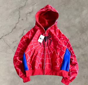 Sweat-shirt à capuche Spider-Man noir et rouge à motif toile, unisexe, coupe oversize, décontracté, tricoté en polyester pour l'automne - Product Image 2