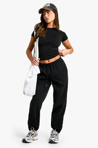 Pantalones deportivos largos de mujer, talla pequeña, con estampado de leopardo, de pierna ancha, de felpa y tela suave al tacto, pantalones de chándal para mujer. - Product Image 4