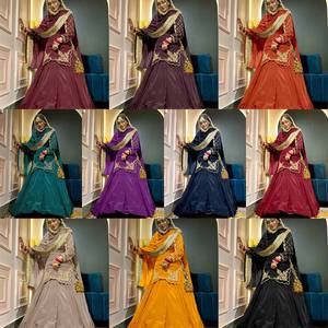 Salwar Kameez de Seda Crepé Natural de Color Brillante con Bordado Multineedle, Estilo Cultural Rajasthani, Especial para Bodas y Fiestas - Product Image 2