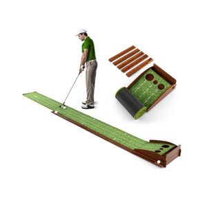 Tappetino da Golf per Putting da 3 Metri Marrone e Verde con Ritorno Automatico della Palla, 3 Dimensioni di Buche (3.5"/2.7"/2.4") - Ausili per l'Allenamento Golfistico - Product Image 2