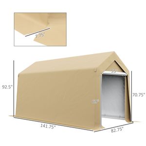 Tenda da Esterno Resistente 7x12 per Stoccaggio, Zincata Beige Impermeabile Portatile per Attrezzi e Biciclette - Product Image 3