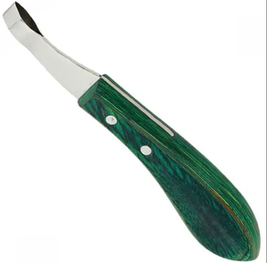 Cuchillo curvo para pezuñas de acero de alto carbono con mango ergonómico de madera, doble remache para estabilidad, herramienta profesional para recortar pezuñas de herrador - Product Image 3