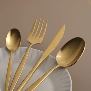 Matte <b>Copper</b> Flatware Set Minimalist Design Rust Resistant Metal Cutlery for Wedding Events - Product Image 6