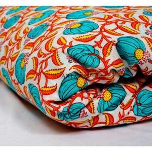 Tela de Algodón Estampada con Bloques Florales, Ligera, para Decoración del Hogar, Bolsos y Confección de Vestidos, en Metros, Tela de Algodón para Tapicería - Product Image 2