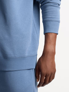 Sweat-shirt à col rond bleu clair pour homme, coupe classique, couleur unie, vêtement décontracté d'automne, 100% coton, tricoté, prix abordable - Product Image 2