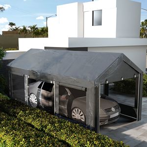 Tettoia per Auto Resistente 20FT X 10FT con 4 Finestre a Rete e 4 Porte, Altezza Regolabile, Grigia - Product Image 2