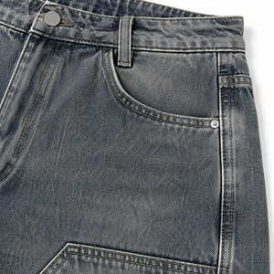 Men's Vintage Washed Denim Jorts Baggy Fit Wide Leg Jean Shorts Streetwear - Product Image 6