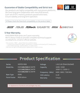 RGB DDR5 Memoria RAM Escritorio 16GBX2 6000MHz para PC para juegos - Product Image 4