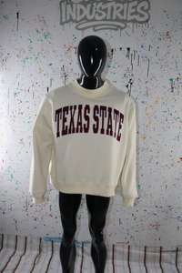 Sudadera TEXAS STATE CREAM con Cuello Alto, 100% Marrón, Apliques Bordados, Sudadera de Cuello Ancho, URBAN PRODUCTIONS - Product Image 5