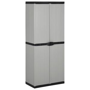 Gray & Black <b>Garden</b> <b>Storage</b> Cabinet <b>with</b> 3 <b>Shelves</b> 26.8\"x15.7\"x66.1\" Size - Product Image 1