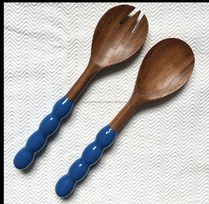 Wooden Salad Servers Handle Spoon Fork Knife Dinner <b>Flatware</b> Royal Set Cutlery Wholesale Resin - Product Image 4