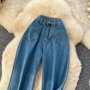 Men's High Waist Wide Leg Denim <b>Pants</b> Plus Size Loose Fit Knee Stonewashed Cotton Casual Jeans Eco-Friendly Summer Beading - Product Image 2