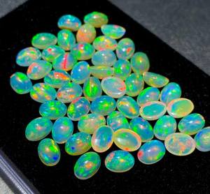 Lot de cabochons d'opale jaune éthiopienne Welo Fire Opal, pierres brutes de forme ovale, de 6x4mm à 8x10mm, pour la création de bijoux - Product Image 2
