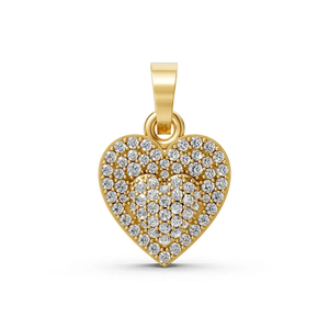 Collier pendentif cœur en diamant de laboratoire, or jaune 14 carats plaqué rhodium, double couche, diamant taille brillant pavé, cadeau pour femme, bijou raffiné - Product Image 5