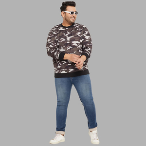 Sublimation Tie-Dye Fleece Sublimation <b>Sweatshirt</b> <b>Men</b> Crew Neck Casual Regular Fit Autumn Gray <b>White</b> Patterned Long Sleeve - Product Image 1