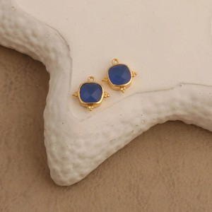 Dark Blue Chalcedony <b>Cushion</b> Gemstone Charm Pendant - DIY Making Fashion Jewelry for Wholesale - Product Image 3