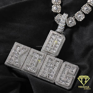 Pendentif Collier Lettre ESE en Diamant Moissanite avec Design Géométrique Audacieux et Blocs Brillants, Détails en Pierre Scintillante, Style Statement - Product Image 5