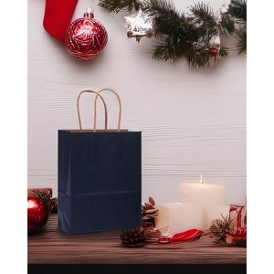 Confezione da 32 Sacchetti Regalo in Carta Blu Navy di Medie Dimensioni con Manici 7.6"x4.75"x10.5" Multiuso - Product Image 3