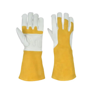 Guantes de Seguridad de Cuero Vacuno Color Dorado, Resistentes al Fuego, con Protección Lateral de Cuero Dividido, Equipo de Protección Personal para Soldadores - Product Image 1
