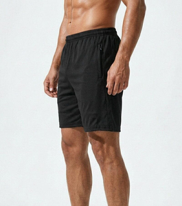 Men's Quick Dry Bermuda Shorts Solid Black <b>Elastic</b> Waist Casual Workout Shorts with Pockets - Product Image 2