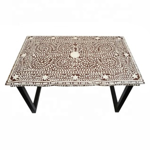 Table de salle à manger en bois pliable de conception traditionnelle avec incrustation d'os pour mobilier d'extérieur - Product Image 4