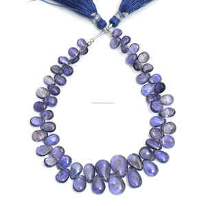 Perles d'Iolite Naturelle de Qualité Supérieure, 8 Pouces, Bleues, Lisses, Forme Poire, Fil de Pierres Précieuses, Bracelet et Collier Faits Main, Troisième Qualité - Product Image 2