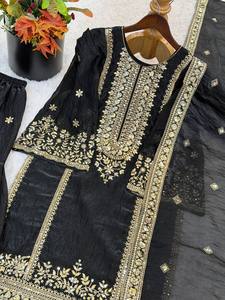 Ensemble Salwar Kameez en Georgette brodé pour femmes, tenue traditionnelle indienne pakistanaise réversible, pour les fêtes et les mariages - Product Image 6