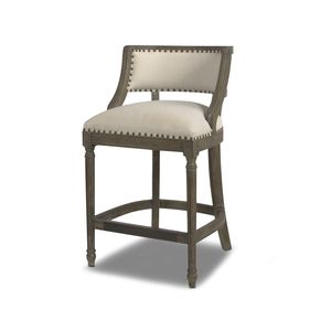 Parigi 26.5 stile fattoria altezza bancone sgabello da Bar con schienale Beige chiaro lino - Product Image 4