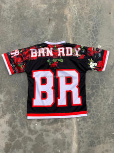 High Quality Custom Logo Light Blue <b>Maroon</b> Gradient Short American Football Jersey 100% Polyester Moisture-Wicking Breathable - Product Image 2