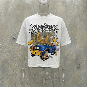 Snowgrace Cartoon Car Print Men's Short Sleeve T-Shirt Regular Fit O-Neck Cotton Jersey Casual Style - Product Image 6