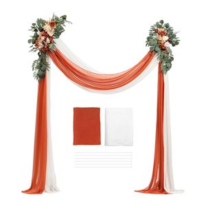 Kit di Fiori Artificiali per Arco Nuziale Arancione, Composizione Floreale Quadrata, Confezione da 4 Pezzi Inclusi 2 Drappeggi e 2 Decorazioni Sagomate - Product Image 1