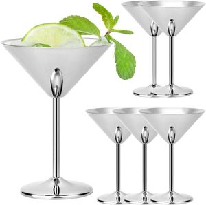 Prix de gros directs disponibles Verres à cocktail Martini en acier inoxydable haut de gamme incassables polis miroir Capacité 250 ml - Product Image 1