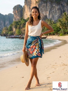 Pareo Hawaiano de Satén Tejido con Estampado Floral Tropical, Ligero, para Playa, Verano, para Niños, Fabricante de Telas Personalizadas, OEM - Product Image 2
