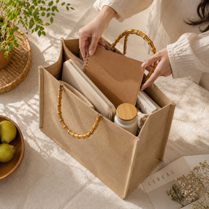 Bolsa de Yute Sólida EcoDari con Asas de Bambú, Tamaño Personalizable, Reutilizable y Ecológica, para Uso Diario en Bengala Occidental - Product Image 3