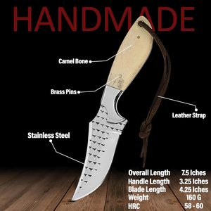 Cuchillo de Caza Artesanal de Grado Industrial BA Enterprises, Hoja de Acero Inoxidable con Punta Caída, Mango de Hueso, 7.5 Pulgadas de Longitud Total - Product Image 3