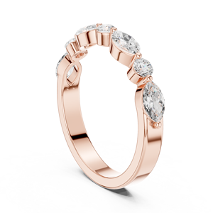 Anillo de Diamantes de Oro Amarillo de 10K para Mujer, Corte Marquesa, Diamante Cultivado en Laboratorio con Certificado IDGL, Color F, Anillo de Compromiso Moderno, Estilo Media Eternidad - Product Image 6