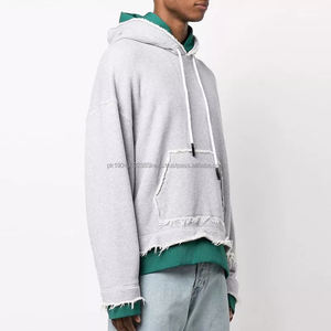 Sweats à capuche pour hommes avec épaules tombantes Sweat à capuche en coton à ourlet brut Pull surdimensionné de haute qualité Polaire HoodiesDDP Shipping - Product Image 2