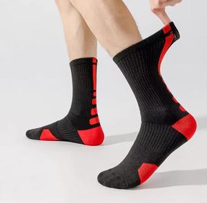 <b>Men's</b> Solid Polyamide Athletic Crew <b>Socks</b> with Cuff Logo Knitted Breathable <b>Sports</b> Summer Compression <b>Socks</b> - Product Image 3